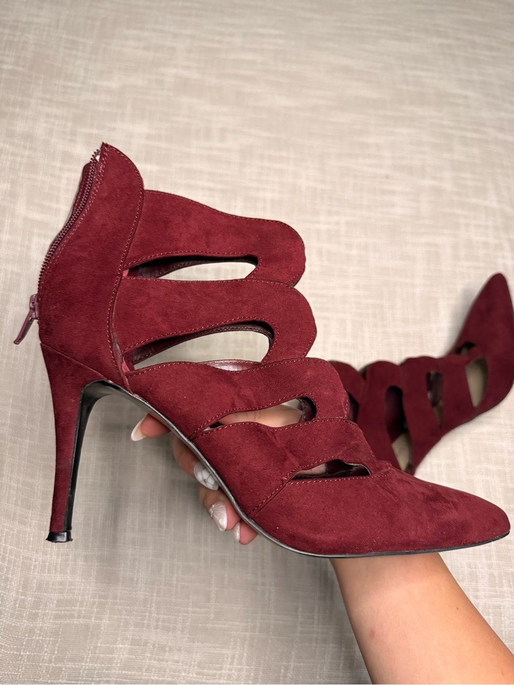 Nine West Burgundy Cutout Stiletto Heels Size 8M